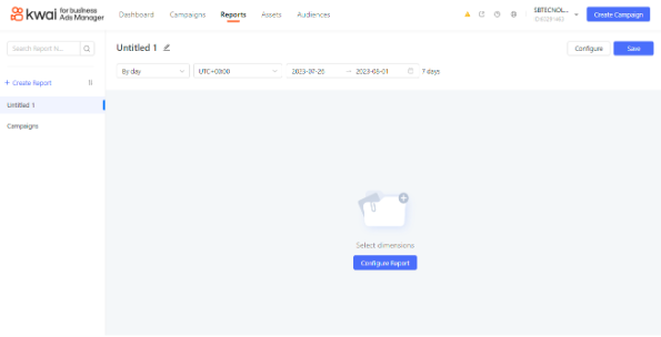 onde ver os relatórios dos anúncios do kwai ads