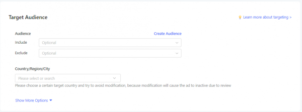 configurando e definindo o público alvo no kwai